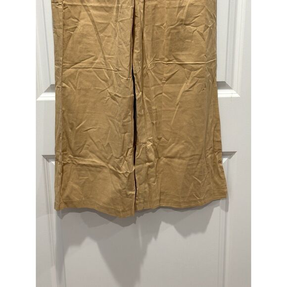 NWOT Dark Tan Smocked Waist Linen Blend Wide Leg Pants Size Medium - Picture 2 of 5